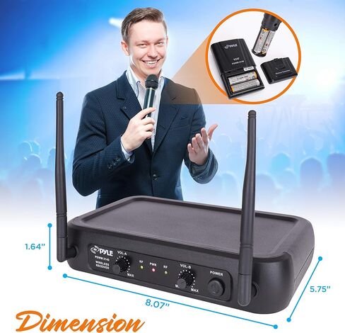 PYLE Lavalier, Headset Mics, Transmitter, Receiver-for PA, Karaoke Dj Party, Black, One Size (PDWM2140) in Saudi Arabia