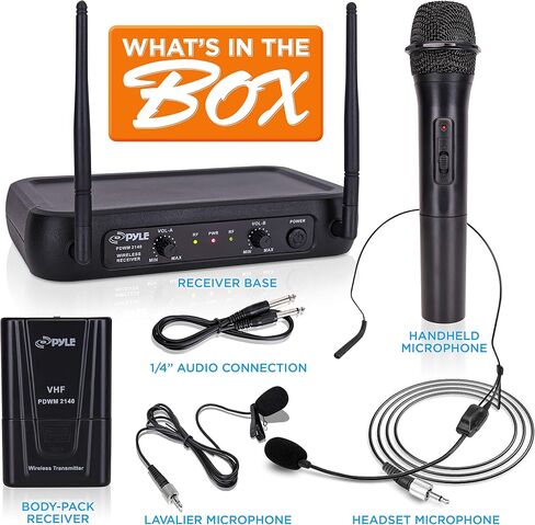PYLE Lavalier, Headset Mics, Transmitter, Receiver-for PA, Karaoke Dj Party, Black, One Size (PDWM2140) in Saudi Arabia