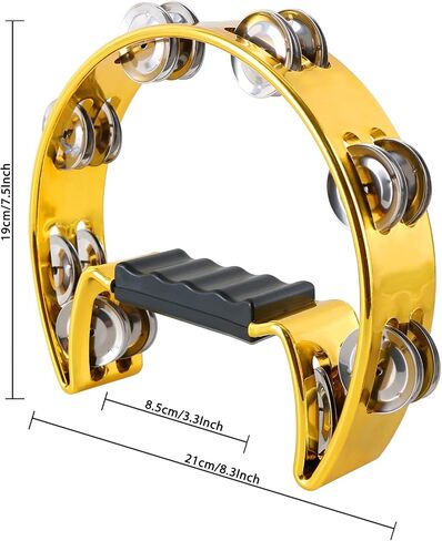 EastRock Tambourine,Metal Jingles Hand Held Percussion Half-Moon Tambourine and Egg Shakers for Kids, Adults, KTV, Party Gold in Kuwait