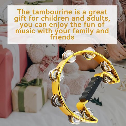 EastRock Tambourine,Metal Jingles Hand Held Percussion Half-Moon Tambourine and Egg Shakers for Kids, Adults, KTV, Party Gold in Kuwait