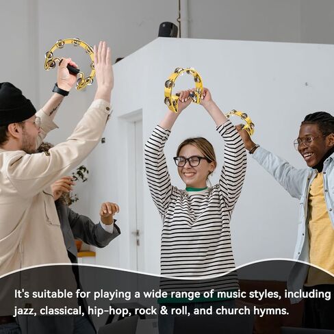 EastRock Tambourine,Metal Jingles Hand Held Percussion Half-Moon Tambourine and Egg Shakers for Kids, Adults, KTV, Party Gold in Kuwait