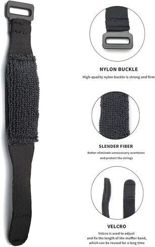 كاتم صوت اوتار الجيتار من قطعتين من هاربفياس، حزام غطاء اوتار الجيتار، كاتم صوت باس قابل للتعديل، احزمة كتم صوت لوح الفريتس، ملحقات الالات الموسيقية (اسود in Kuwait