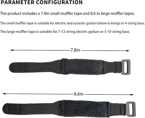 كاتم صوت اوتار الجيتار من قطعتين من هاربفياس، حزام غطاء اوتار الجيتار، كاتم صوت باس قابل للتعديل، احزمة كتم صوت لوح الفريتس، ملحقات الالات الموسيقية (اسود in Kuwait