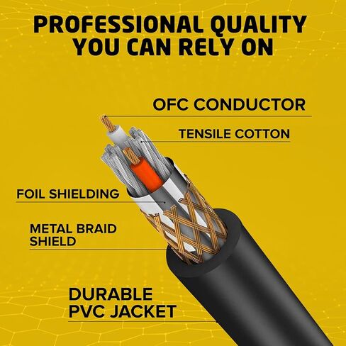 كابل ميكروفون BRENDAZ متوازن XLR أنثى إلى XLR ذكر 3 دبابيس عالي الأداء متوافق مع ميكروفون Shure SM58-LC، SM58S، SM57-LC، SM7B الصوتي (10 أقدام) in Kuwait