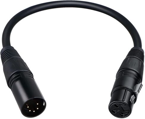 HOSONGIN 3-Pin XLR ذكر إلى 5-Pin XLR أنثى DMX محول كابل للميكروفون DMX DMX512 مرحلة الإضاءة التحول، طول 12 بوصة /1 قدم، 2 حزمة in Kuwait