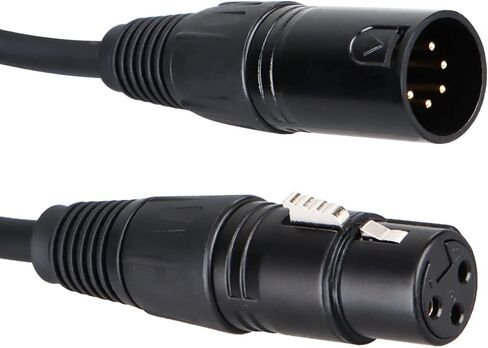 HOSONGIN 3-Pin XLR ذكر إلى 5-Pin XLR أنثى DMX محول كابل للميكروفون DMX DMX512 مرحلة الإضاءة التحول، طول 12 بوصة /1 قدم، 2 حزمة in Kuwait