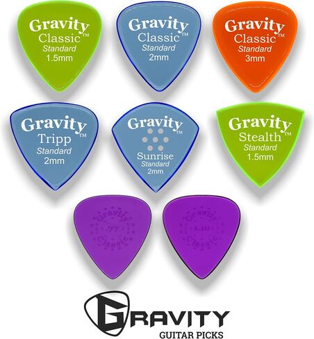 Gravity Acrylic Variety Pack Guitar Picks | Polished Bevels, Brighter, Louder Sound & Tighter Grip| Available in Different Packs - Made in the USA in Saudi Arabia