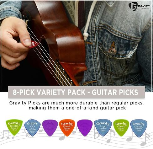 Gravity Acrylic Variety Pack Guitar Picks | Polished Bevels, Brighter, Louder Sound & Tighter Grip| Available in Different Packs - Made in the USA in Saudi Arabia