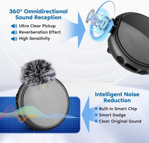 ميكروفون لافالير لاسلكي من لوف فايف، ميكروفون صغير لهاتف آيفون، ميكروفون مشبك لمدونات الفيديو، تسجيل الفيديو، ميكروفون لافالير دائري ليوتيوب، فيسبوك، تيكتوك in Kuwait