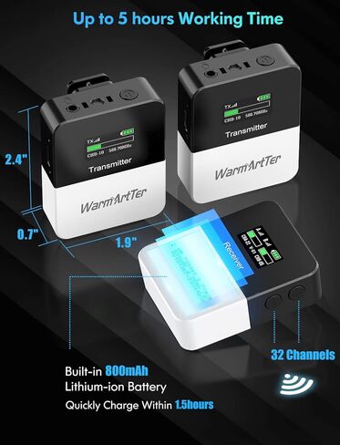 Wireless Lavalier Microphone System, UHF Dual Lavalier Mic Lapel Microphones164FT Transmissions Audio Monitor Recording Rechargeable for DSLR Camera iPhone Android 2 Transmitter and 1 Receiver in Saudi Arabia