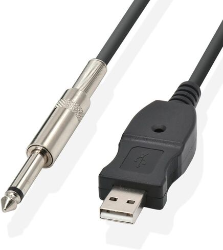 Suckoo USB إلى 6.35 مم 1/4 بوصة TRS محول كابل بيانات جيتار الكمبيوتر مضيف خارجي ميكروفون بيانو إلكتروني مكبر صوت مسجل سماعات موسيقية محول كابل صوت ذكر إلى ذكر 3M in Saudi Arabia