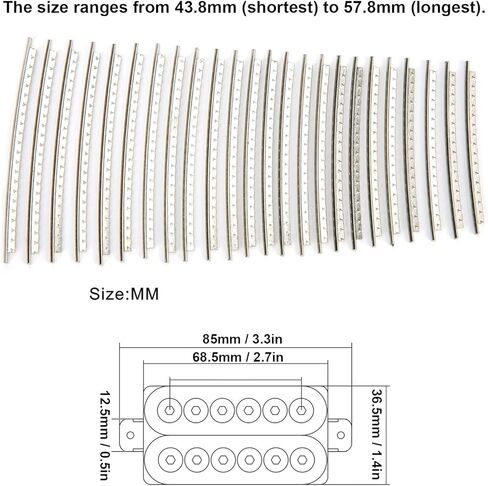 سلك جيتار فريت، 24 قطعة 2.7 مم من الفولاذ المقاوم للصدأ كروم لون جيتار، مجموعة أسلاك جيتار 250HV لأعمال إصلاح الجيتار in Kuwait