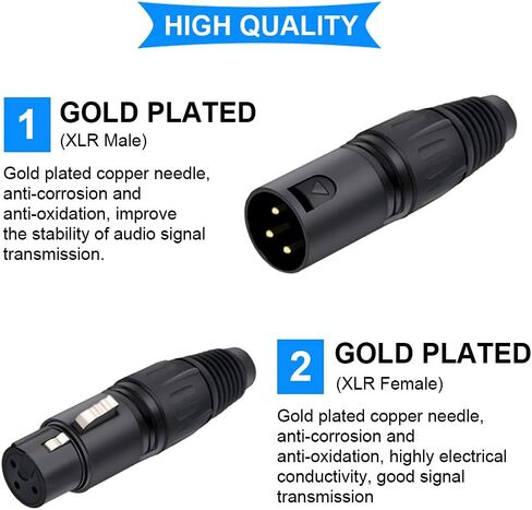 DKARDU 2 Pairs 3 Pin XLR Male & Female MIC Snake Plug Audio Microphone Connector for Mixer, Speaker with 2 Pairs 3 Pin XLR Male & Female Jack Socket Panel Mount in Saudi Arabia