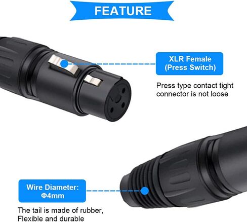 DKARDU 2 Pairs 3 Pin XLR Male & Female MIC Snake Plug Audio Microphone Connector for Mixer, Speaker with 2 Pairs 3 Pin XLR Male & Female Jack Socket Panel Mount in Saudi Arabia