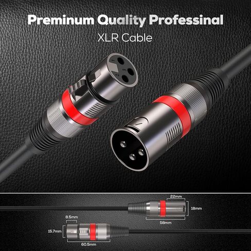 XLR Cables 6FT/1.8M 2 Packs,Bietrun Premium Heavy Duty Balanced Microphone Cable with 3-Pin XLR Male to Female Microphone Cord Connector Compatible with Microphones,Mixer,Speaker Systems,Preamps More in Kuwait