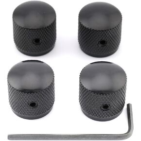 Musiclily Metric 6mm Metal Electric Guitar Dome Knobs Volume Tone Control Knobs for Fender Stratocaster Telecaster Electric Guitar or Bass, Black(Pack of 4)