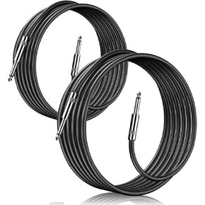 Wdpqyy 2-Pack 100ft 1/4 Inch TS Cable, Professional Quarter Inch 1/4 Inch to 1/4 Inch TS Stereo Interconnect Cable