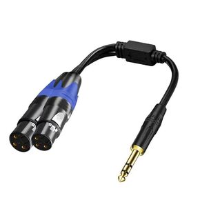 Seefeful 1/4 TRS to Dual XLR Cable, 1/4 Inch (6.35mm) TRS to XLR Dual Y -Splitter Breakout Lead Microphone Cord 6.35 mm to Dual Female- (5FT / 1PACK)