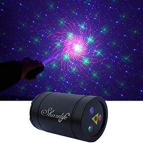 Sharelife Mini Portable RG Hypnotic Aurora Mixed Blue Star Projector Tripod USB Light Built-in 1200MA Rechargeable Battery for Home Party DJ Outdoor Stage Lighting Effect DP-AS100