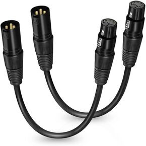 HOSONGIN 3 Pin XLR Male to 5 Pin XLR Female DMX Adapter Cable for Microphone DMX DMX512 Stage Lighting Turnaround, Length 12 inch /1 Foot, 2 Pack
