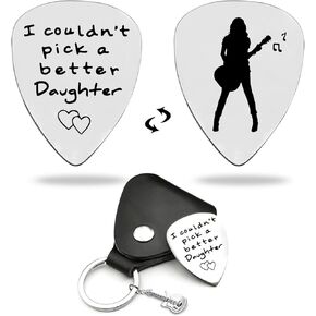 LRUIOMVE Gifts for Daughter Funny Stainless Steel Guitar Picks with Cowhide Leather Case - I Couldn't Pick a Better Daughter, for Daughter Women Musician Guitar Player Family Birthday Christmas Gift in Kuwait