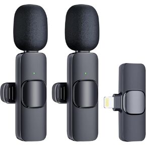 ميكروفون Paobas الاحترافي اللاسلكي Lavalier Lapel لأجهزة iPhone وiPad - عبوتين 2.4 جيجا هرتز التوصيل والتشغيل ميكروفون مشبك على الصدر - تقليل الضوضاء، ميكروفون تسجيل للمقابلة، فيديو Podcast Vlog YouTube in Kuwait