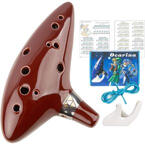 XUION 12 Hole Ocarina of Time with Song Book,Zelda Ocarina Instrument Alto C Ocarinas Play by Link Triforce With Display Stand Gift for Zelda Fans Brown in Saudi Arabia