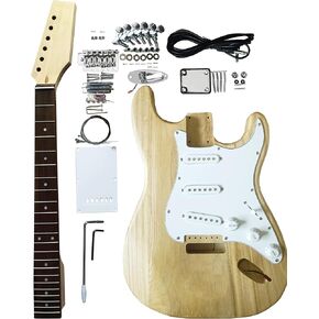 DIY Electric Guitar Kits Strat Style Beginner Kits 6 String Right Handed with Paulownia Wood Body Maple Neck Rosewood Fingerboard Chrome Hardware Build Your Own Guitar. in Kuwait