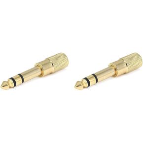 Monoprice 107169 6.35-mm Stereo Plug to 3.5mm Stereo Jack Adaptor, Gold Plated (Pack of 2)