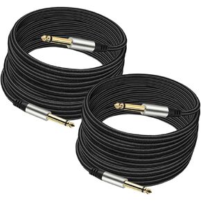 Yueyinpu Pack of 2 Guitar Cables 1/4 Inch Instrument Cable with 6.33mm Straight TS Jack (6.6 Feet-2 Pack)