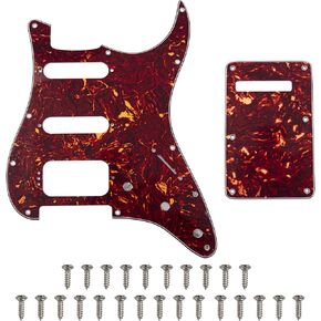 1Pcs Yootones 11 Hole Round Corner Strat HSS Pickguard Guitar BackPlate Set with Pickguard Screws Compatible with USA/Mexican Stratocaster Mounting Open Pickup (4Ply Gray Pearl) in Kuwait