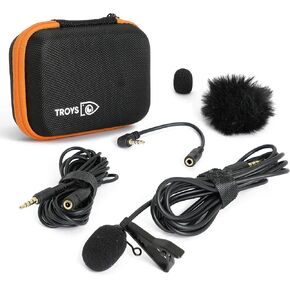 TROYS Professional Omnidirectional Lavalier Lapel Microphone - Condenser Lav Mic for Recording Podcast/Vlogging/Interview/Audio/Video/YouTube - Compatible with iPhone/Android/Tablet/DSLR in Saudi Arabia