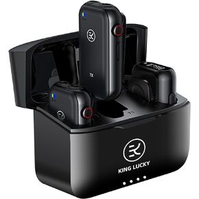 Kinglucky Wireless Lavalier Microphone, with Professional ANC Noise Reduction, Charging Case, 10H Battery Life, 80m(262FT), Wireless Microphone for DSLR Camera, iPhone, Android, PC, Live Streaming in Kuwait