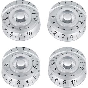 Micovay 4pcs Volume Tone Speed Control Knobs for Les Paul LP Style Bass Electric Guitar Parts, Transparent Golden with White Numbers