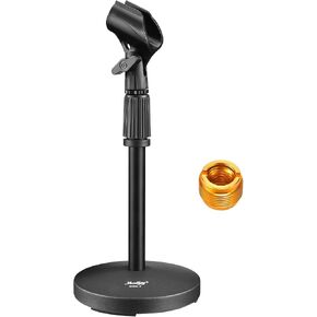 Moukey Desk Mic Stand with Non-Slip Mic Clip Adjustable Table Top Microphone Stand with 5/8" Male to 3/8" Female Screw Fits Most Microphone, MMs-2 in Kuwait