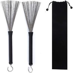 1 Pair Drum Brushes Retractable Drum Wire Brushes Drum Sticks Brush Comfortable Rubber Handles, Perfect Gift for Rock Band, Country music, Folk,Drummers in Saudi Arabia