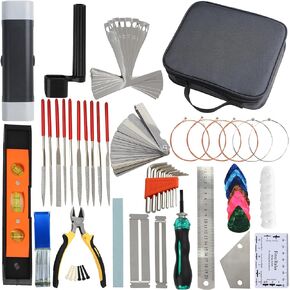 مجموعة أدوات الجيتار AOFUXTI - مجموعة أدوات إصلاح الجيتار، مجموعة صيانة الجيتار تتضمن كماشة، مستوى، مسطرة توصيل، لفافة سلسلة، مفتاح ربط سداسي، مفك براغي، مبرد، واقي لوحة الفريتس، ​​للإعداد، التجويد in Kuwait