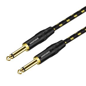 DREMAKE Jack 6.35mm TS 1/4 بوصة إلى 1/4 بوصة كابل جيتار 3FT 6.35 مم ذكر إلى 6.35 مم ذكر ربع بوصة كابل تصحيح أداة الجيتار الصوتي للبيانو الإلكتروني، الساكسفون، الجهير، لوحة المفاتيح أسود/أزرق تويد