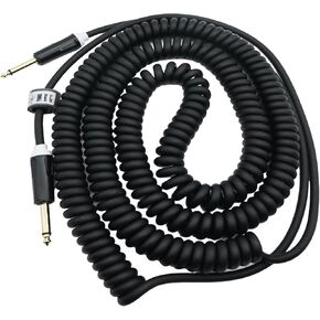 Coiled Guitar Cable Electric Instrument Cable 20 ft Curly Instrument Cable Coil Guitar Cable Stretchable Straight to Straight Dual Straight Plugs (White)