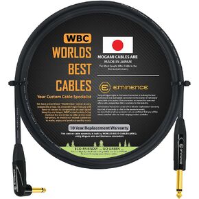 WORLDS BEST CABLES 6 Foot - Guitar Bass Instrument Cable Custom Made Using Mogami 2524 Wire and Eminence Angled to Straight ¼ Inch (6.35mm) Gold TS Connectors in Saudi Arabia