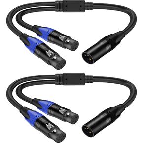 LanSenSu 1 Male to 2 Female XLR Y Splitter Micrphone， 3pin XLR Female to Dual XLR Male Y-Splitter Balanced Mic Audio Cables for Stereo Mic to L & R Audio Track (3.3ft-2pack) in Kuwait