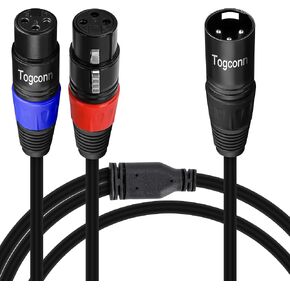 Togconn XLR Splitter Microphone Cable, XLR Female to Dual Male Y Splitter Adapter, XLR-F to Two XLR-M, 3-Pin Balanced Mic Connector Converter Cable-2 Feet in Kuwait