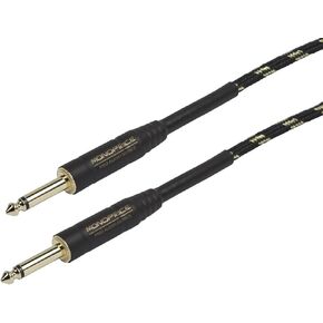Monoprice 1/4-Inch TS Male to 1/4-Inch TS Male Instrument Cable Cord - 6 Feet - Black, 20AWG, Braided Jacket, Gold Plated - Cloth Series