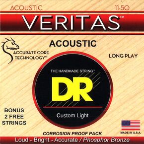 DR Strings VTA-11 Veritas Phosphor Bronze Acoustic Guitar String 11-50 Custom Light