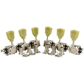 Guyker 6Pcs Guitar Locking String Tuning Pegs (3R + 3L) – 1:15 Vintage Deluxe Style Tuners Key Machine Heads Set with Keystone Knob Replacement for Les Paul Style Electric or Acoustic Guitar - Nickel