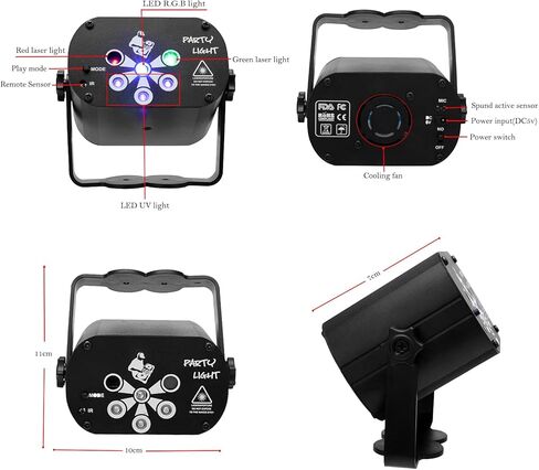مصابيح ليزر دي جي ديسكو للحفلات من جودين، جهاز عرض LED يعمل بالصوت مع جهاز تحكم عن بعد لتزيين الكريسماس والهالوين وعيد الميلاد والزفاف والكاريوكي in Kuwait
