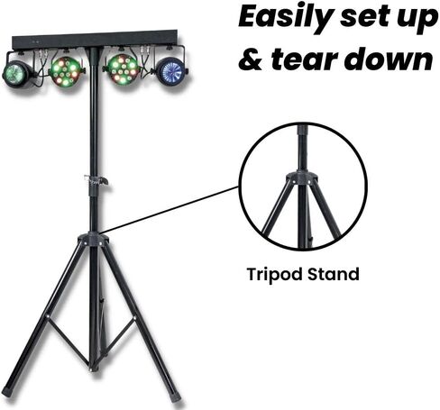 MUSYSIC LED RGB Dj Light with Stand, 4 Par Powerhouse GigBar for Parties, Concerts, and Light Shows, Lighting Package w/Stage Light Stand - MU-L31G in Saudi Arabia