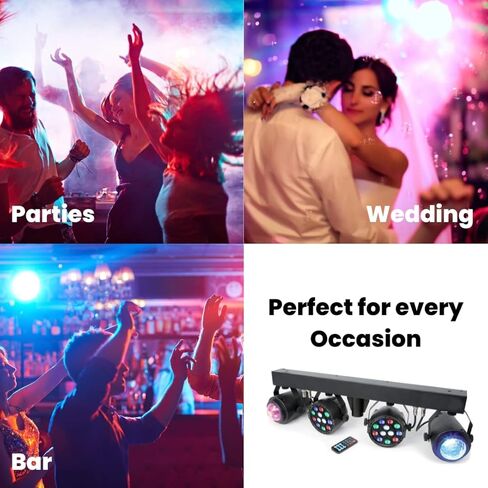 MUSYSIC LED RGB Dj Light with Stand, 4 Par Powerhouse GigBar for Parties, Concerts, and Light Shows, Lighting Package w/Stage Light Stand - MU-L31G in Saudi Arabia