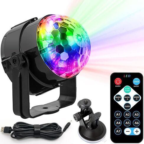 Disco Ball Party Lights Sound Activated Strobe Light with 13 ft USB Cable, Buclhoz LED Dj Stage Lighting That Sync with Music, Indoor Room Birthday Rave Outdoor Dance Show Bar Karaoke Christmas Gift in Saudi Arabia
