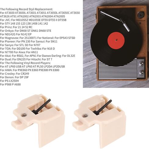 إبر خرطوشة القرص الدوار لـ LP60 في PL300، إبر مشغل تسجيل الماس البديلة، إبر مشغل الفونوغراف V inyl لـ AT3600 AT3600L AT3601 AT3651 AT3650 in Kuwait